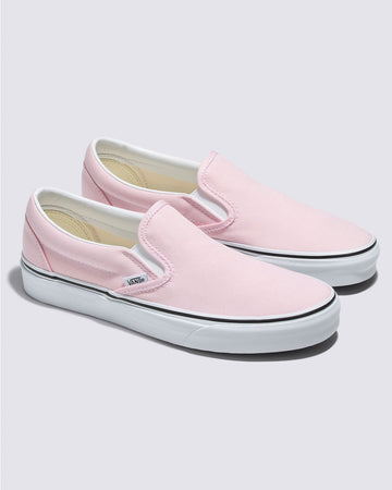 light pink solid vans classic slip ons