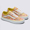 pair of vans old skool tapered shoe with vibrant retro inspired floral and heart print