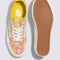 top and bottom view of pair of vans old skool tapered shoe with vibrant retro inspired floral and heart print