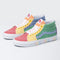 Vans Sk8-Mid sneakers in multicolor rainbow patchwork celebrating Pride Month