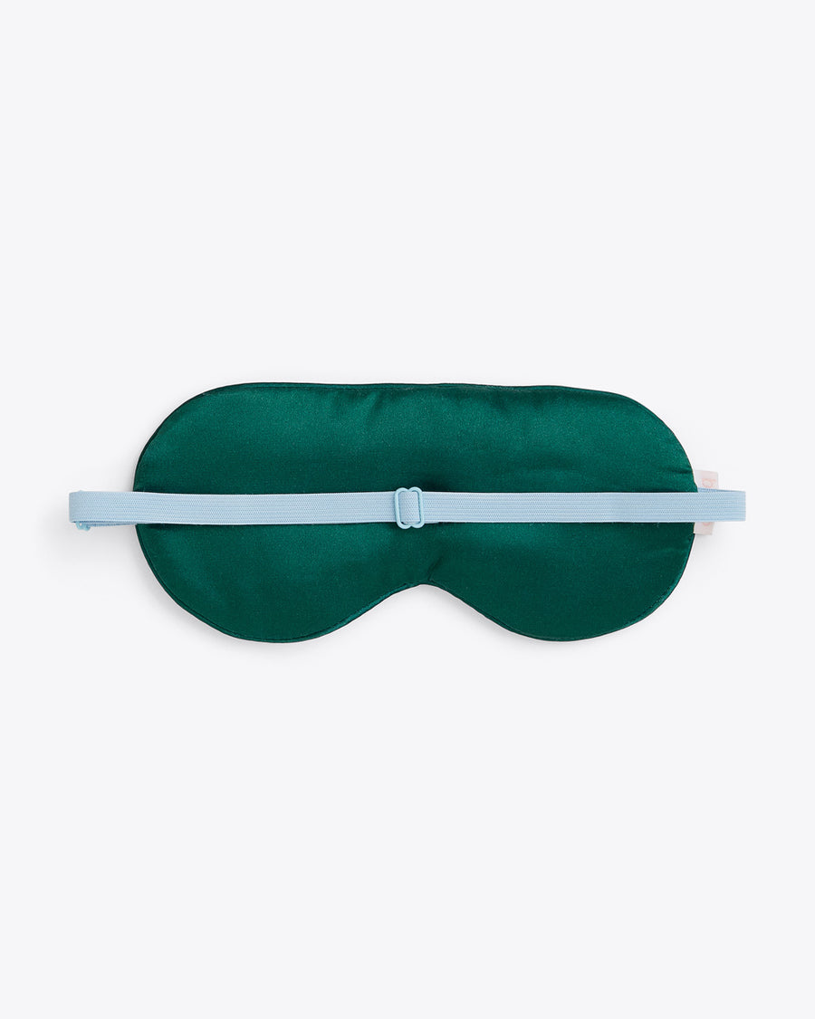 back of eye mask in green with blue band