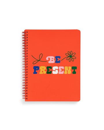 Mini notebook with bright red cover and word art