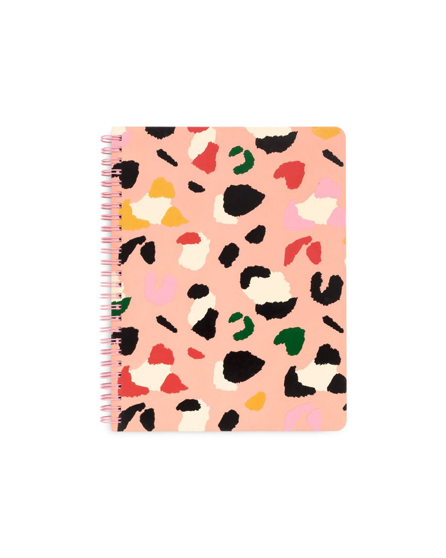 mini notebook with a colorful leopard design over a light pink cover