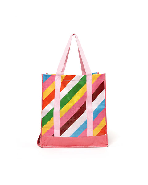 Reuse Reduce Foldable Market Bag - Rainbow Stripes