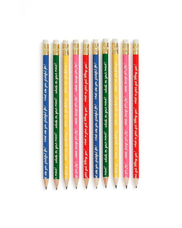 Set of 10 wooden multi colored pencils 