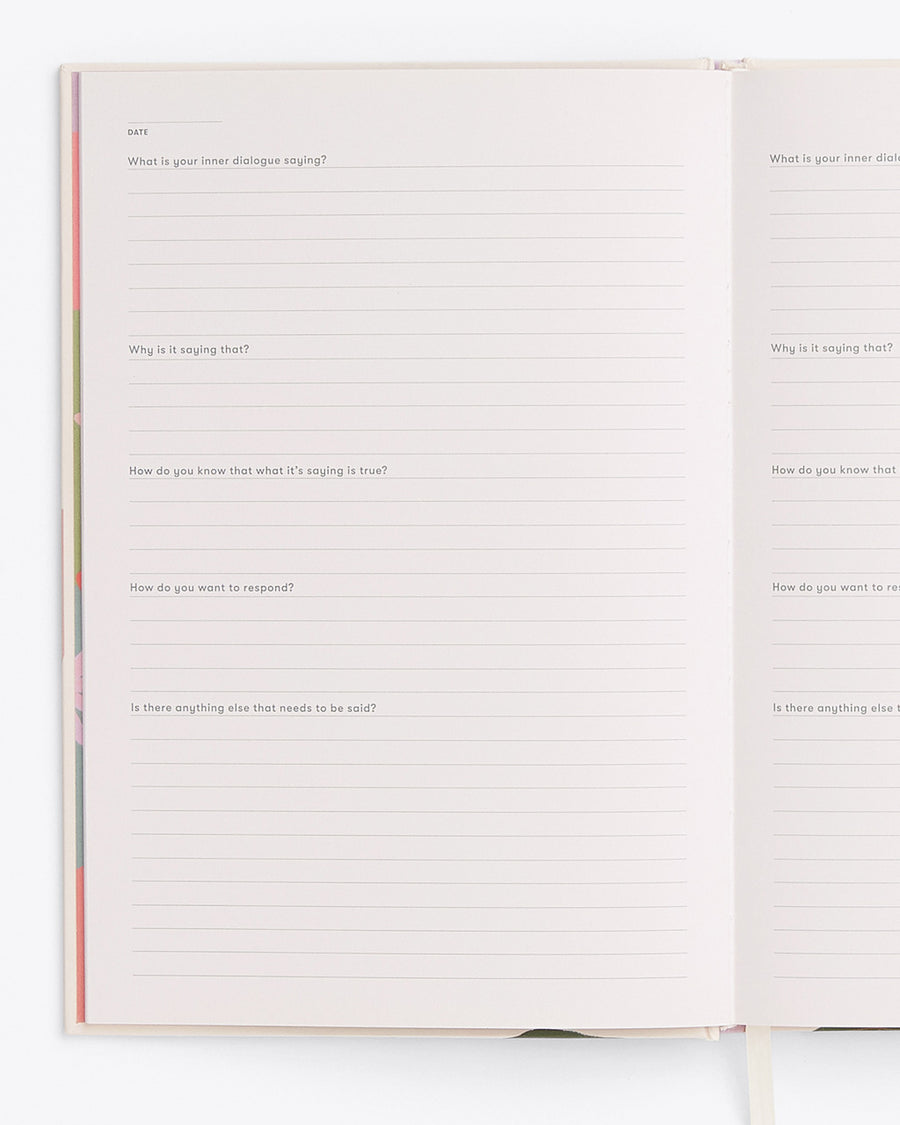 close up view of the prompts on each journal page